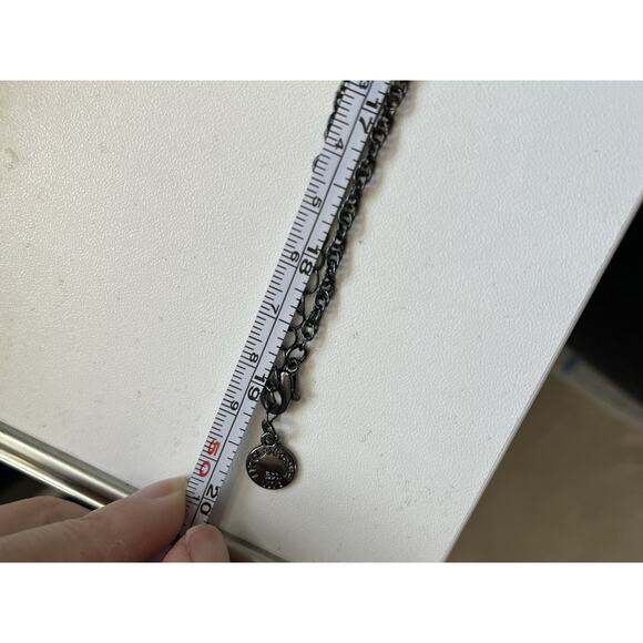 Liz Claiborne Purple Glass Bead Station Gunmetal Chain Necklace 40” Long - Picture 7 of 7